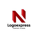 画像1: 赤い立体Nボールドロゴ (1)