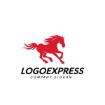 画像1: 赤い疾走する馬のロゴ (1)