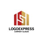 画像1: 赤と金の幾何学的なSのロゴ (1)