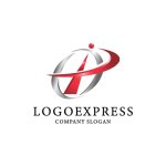 画像1: 赤い「P」と銀色の軌道ロゴ (1)