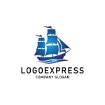 画像1: 海を航海する帆船のロゴ (1)