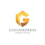 画像1: Gの文字と盾の高級ロゴ (1)