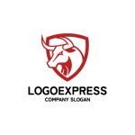 画像1: 盾と雄牛の力強いエンブレムロゴ (1)