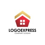 画像1: 五角形の家と輝く屋根のロゴ (1)