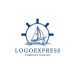 画像1: 舵と帆船のロゴ (1)