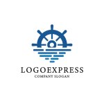 画像1: 船の舵と水平線のロゴ (1)