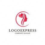 画像1: 女性のシルエットとハートのロゴ (1)