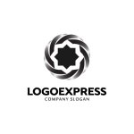 画像1: 回転する幾何学的な黒とシルバーのロゴ (1)