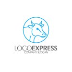 画像1: シンプル線画の牛のロゴ (1)