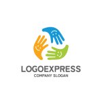 画像1: 笑顔の手が集まるロゴ (1)