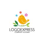 画像1: かわいい笑顔の鳥のロゴ (1)