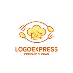 画像1: 笑顔のコック帽とカトラリーのロゴ (1)