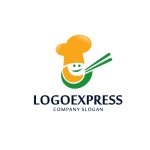 画像1: 笑顔のシェフと箸のロゴ (1)