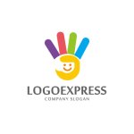 画像1: 笑顔の手とカラフルな指のロゴ (1)
