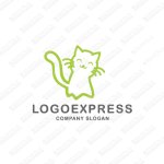 画像1: 笑顔の可愛い猫のロゴ (1)