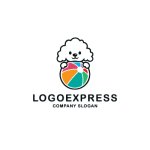 画像1: ボールと遊ぶ笑顔の可愛い犬ロゴ (1)