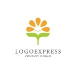 画像1: 笑顔のついた可愛い花のロゴ (1)