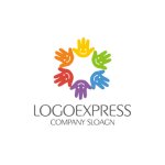 画像1: 笑顔の手で作られた輪のロゴ (1)