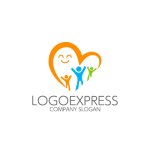 画像1: 笑顔と愛が溢れる幸せな家族のロゴ (1)