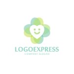 画像1: 笑顔のハートと四つ葉のクローバーのロゴ (1)