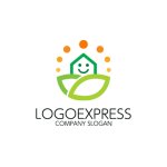 画像1: 笑顔の家と葉っぱのロゴ (1)