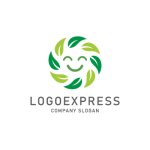 画像1: 笑顔と葉っぱのナチュラルロゴ (1)