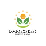 画像1: 笑顔と葉と太陽のロゴ (1)