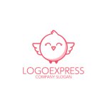 画像1: 笑顔の鳥のシンプルで可愛いロゴ (1)