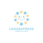 画像1: 笑顔と星の子供向けロゴ (1)