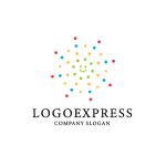 画像1: 笑顔と星とカラフルな水玉のロゴ (1)