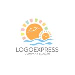 画像1: 笑顔の太陽と海のロゴ (1)