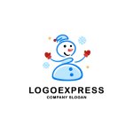 画像1: 雪だるまの冬の楽しいロゴ (1)