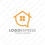 画像1: 吹き出しと家をモチーフにしたかわいいロゴ (1)