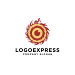 画像1: 燃える瞳と渦巻く炎のロゴ (1)