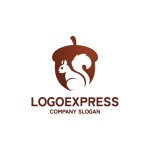 画像1: かわいいリスとドングリのロゴ (1)