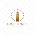画像1: 灯台と星をモチーフにしたノスタルジックなロゴ (1)