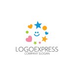 画像1: 笑顔あふれる星とハートのロゴ (1)