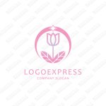 画像1: チューリップと星のピンクの可愛らしいロゴ (1)