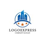 画像1: 都市と星が輝く発展と信頼のロゴ (1)