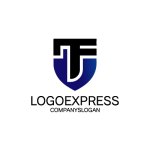 画像1: TFの文字を組み合わせた力強い盾のロゴ (1)