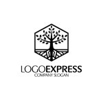 画像1: 力強い成長を支える、六角形と木のロゴ (1)