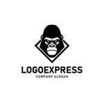 画像1: 力強いゴリラと菱形のエンブレムロゴ (1)