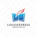 画像1: 本と羽根ペンのスタイリッシュなロゴ (1)
