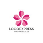 画像1: スタイリッシュなピンク色の桜ロゴ (1)