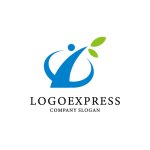 画像1: 成長と成功を表す人物と葉のロゴ (1)