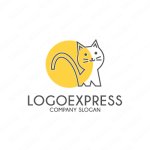 画像1: 猫と太陽の可愛く温かいロゴ (1)