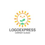 画像1: 太陽の笑顔と芽のロゴ (1)