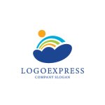 画像1: 虹、雲、太陽の多色ロゴ (1)