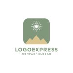 画像1: 山と太陽の穏やかな自然ロゴ (1)