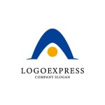 画像1: 輝く太陽を描いた青いAのロゴ (1)